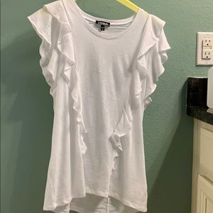 Express white Ruffle fitted t-shirt